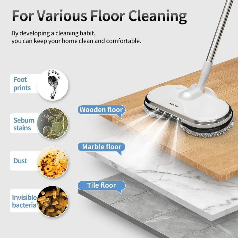 Cordless Electric Mop, Electric Spin Mop for Floor Cleaning, with Lightweight & Rechargeable Floor Cleaner with Water Sprayer