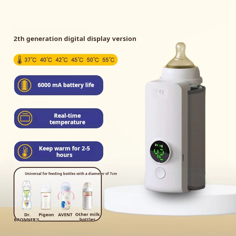 Wireless heating bottle thermos sleeve for winter hot milk and night milk artifact portable USB bottle warmer