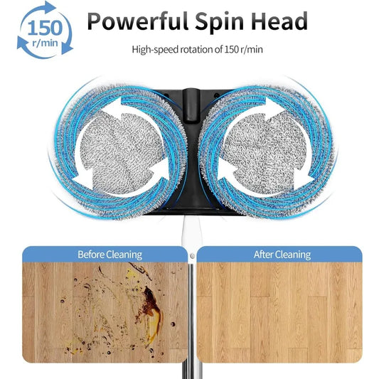 Cordless Electric Mop, Electric Spin Mop for Floor Cleaning, with Lightweight & Rechargeable Floor Cleaner with Water Sprayer